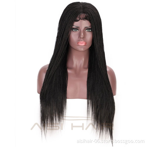 Aisi Hair Twist Braided Lace Front Long Wigs Synthetic Ombre Brown Lace Front Long Braided Wigs For Black Women